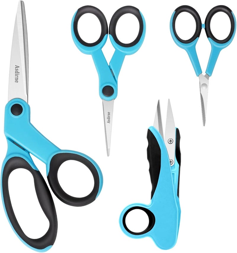 Asdirne Premium sewing Scissors Bundle, Perfect Sewing Partners, Sharp and Durable, Comfortable Handle, Contains 9”Fabric scissors, 5”Detail Shear, 3.9”Embroidery Scissors, 4.8”Thread Snips - Image 1